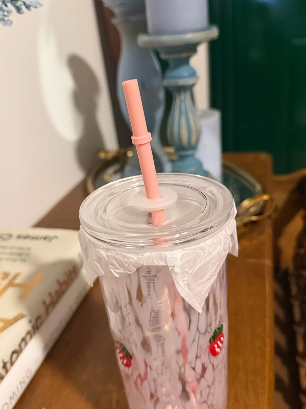 Starbucks 2026 Strawberry Pink Drink Glass Cold Cup Tumbler 16oz With Straw NEW